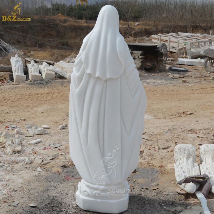 High Quality Life Size Religious White Marble Virgin Mary Sculpture For Church DZM-1345