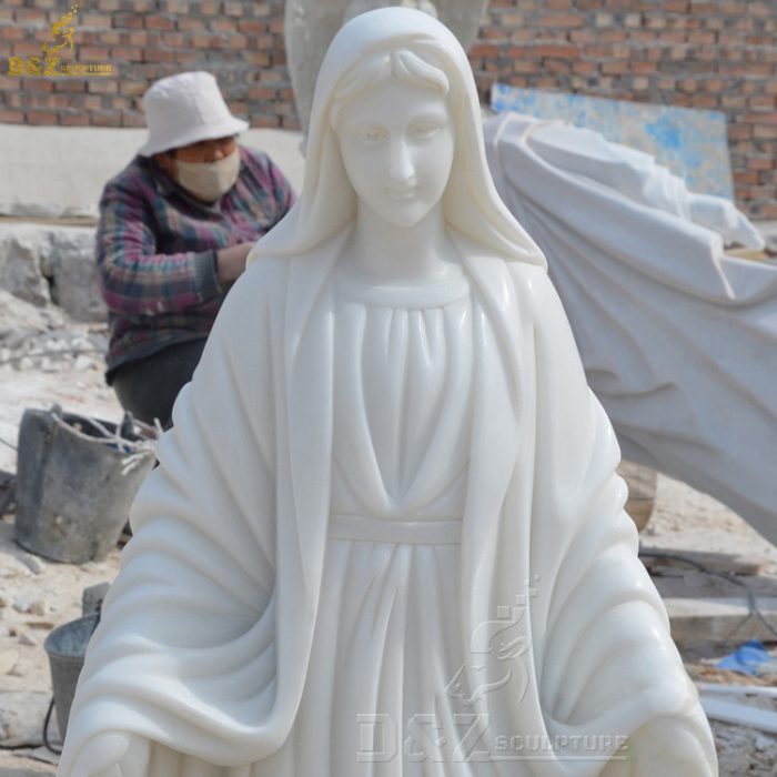 High Quality Life Size Religious White Marble Virgin Mary Sculpture For Church DZM-1345