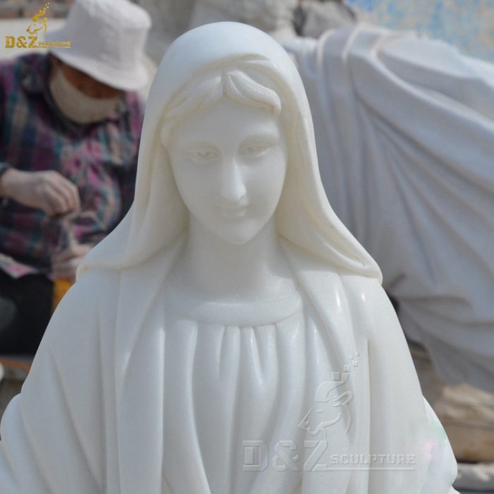 High Quality Life Size Religious White Marble Virgin Mary Sculpture For Church DZM-1345