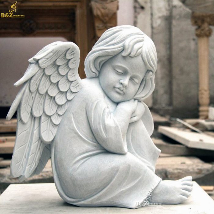 Indoor Greek marble Beautiful Guardian Angel Sculpture Statue DZM-1207