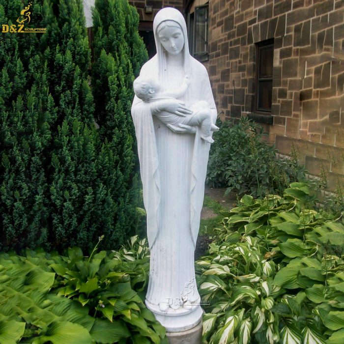 Jesus Christ Statue In White Marble Virgin Mary Marble Statue DZM-1192