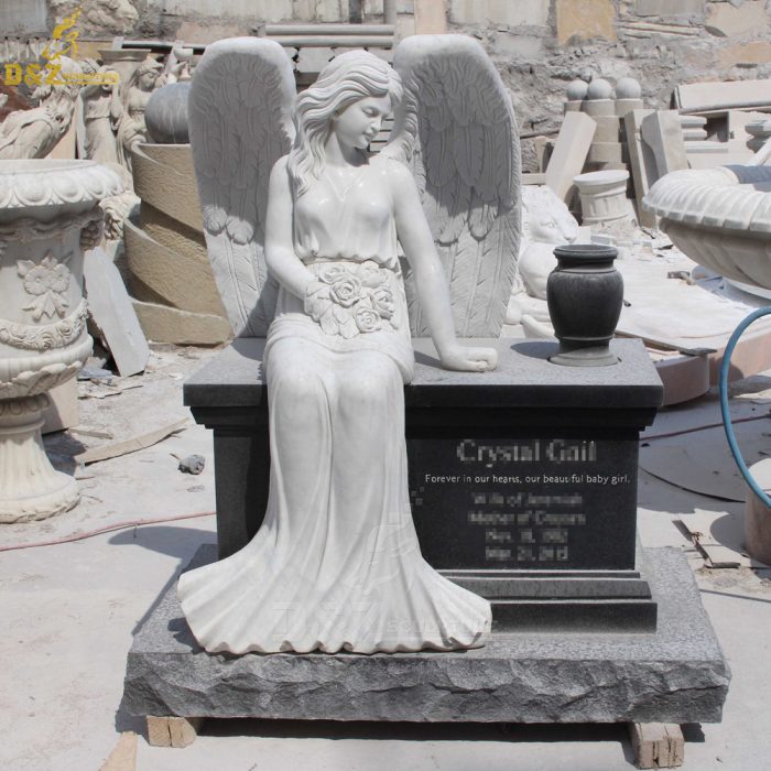 Large Size Grey Angels Customized Engraving USA Monument Headstones DZM-1318