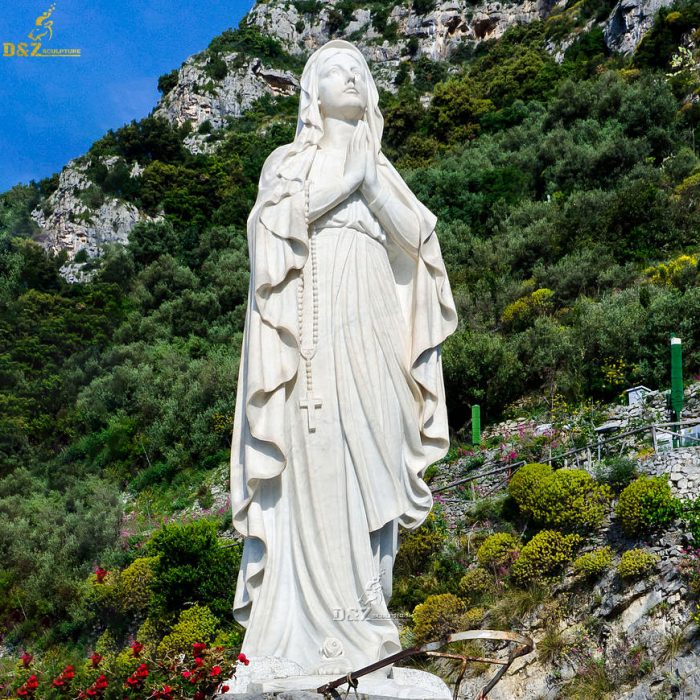 Large outdoor garden decorative life size white stone holy mother mary marble statue DZM-1173