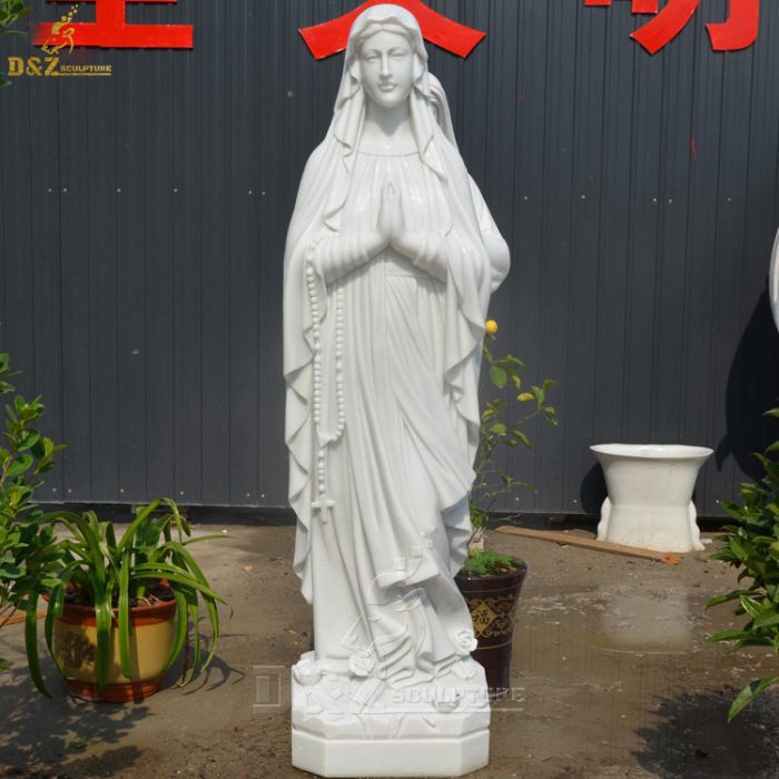 Life Size Catholic Religious White Stone Virgin Mary Statue Marble Sculpture For Sale DZM-1348