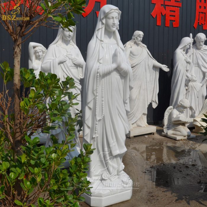 Life Size Catholic Religious White Stone Virgin Mary Statue Marble Sculpture For Sale DZM-1348