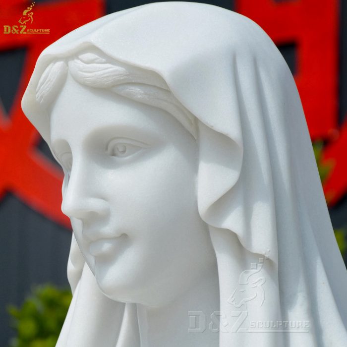 Life Size Catholic Religious White Stone Virgin Mary Statue Marble Sculpture For Sale DZM-1348