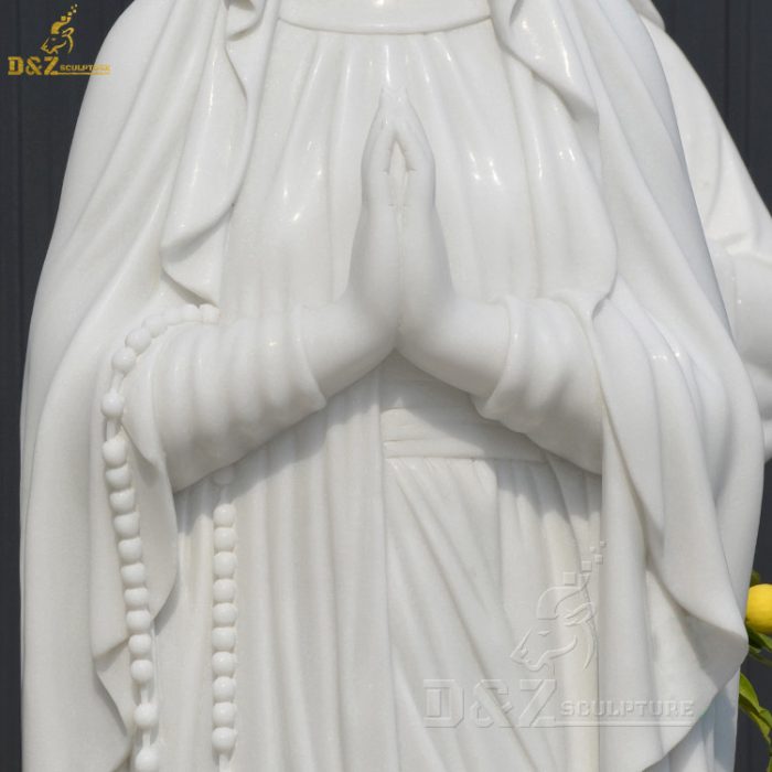 Life Size Catholic Religious White Stone Virgin Mary Statue Marble Sculpture For Sale DZM-1348