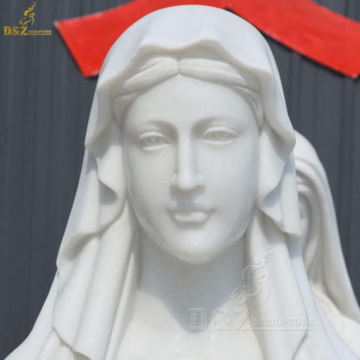 Life Size Catholic Religious White Stone Virgin Mary Statue Marble Sculpture For Sale DZM-1348