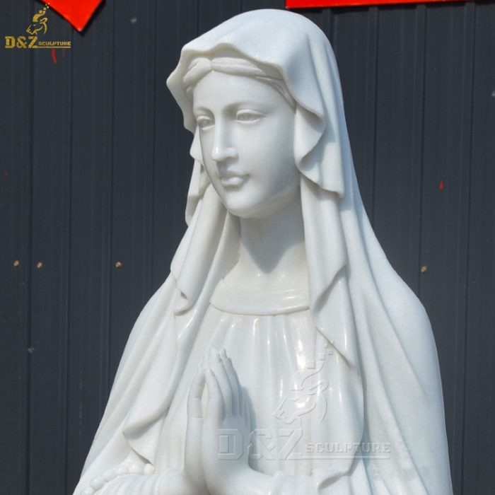 Life Size Catholic Religious White Stone Virgin Mary Statue Marble Sculpture For Sale DZM-1348