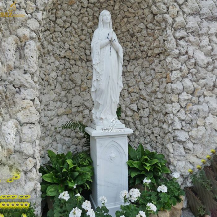 Life Size Decoration Religion Marble White Virgin Mary Sculpture Statue DZM-1142