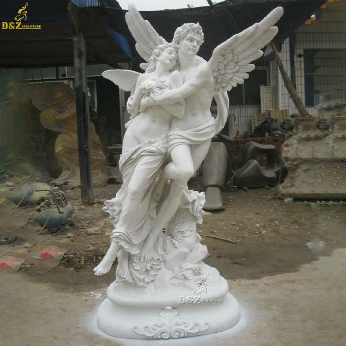 Life Size Sculpture Pure White Marble Sexy Large Angel Love Couple Man Woman Statues DZM-1208