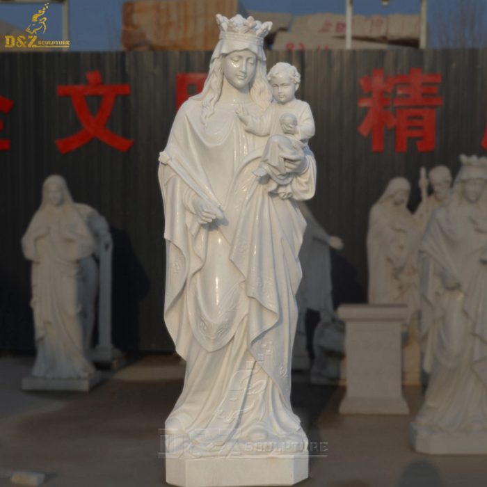 Life Size Virgin Mary Queen of Heaven and Jesus Marble Stone Statue DZM-1350