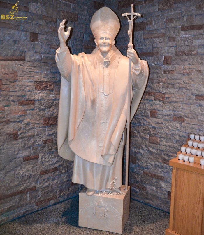 Life size white marble Pope John Paul II Statue for sale DZM-1110