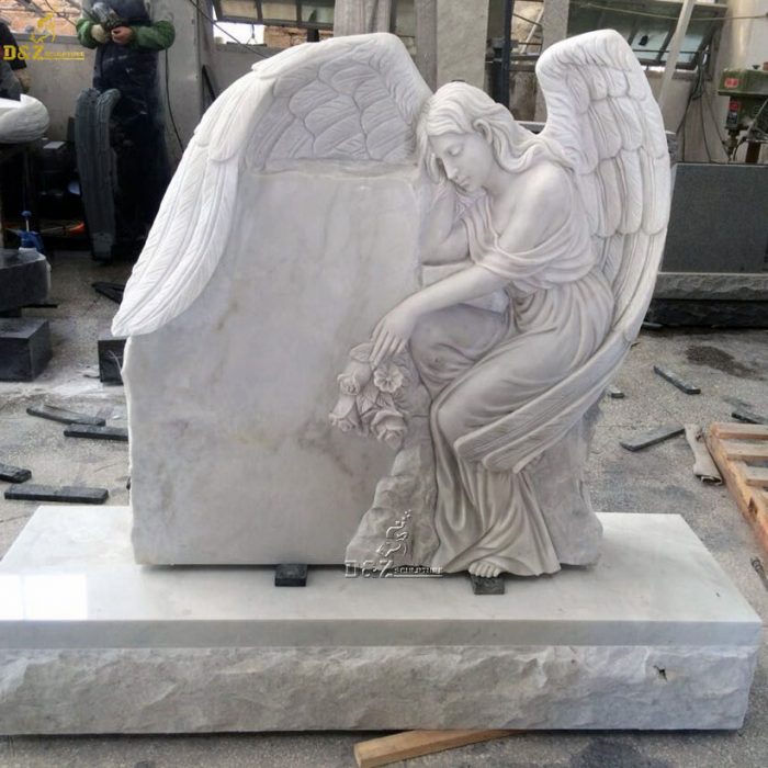 Marble Angel Monument Angel Carved White Marble Headstone DZM-1255