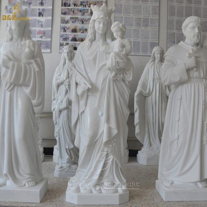 Marble Religious Sculpture Marble Color Matching Virgin Mary With Child Statue DZM-1353