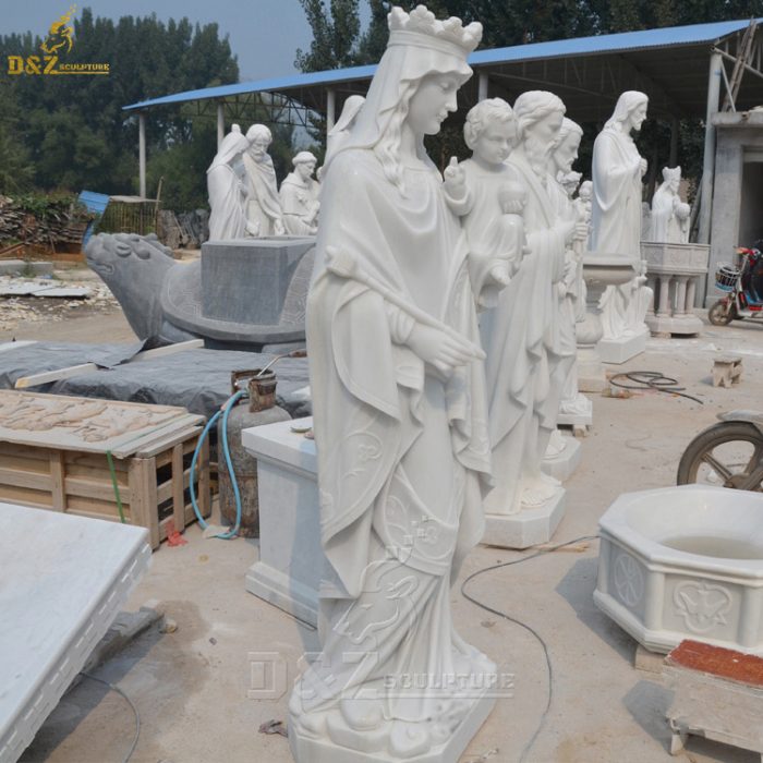 Marble Religious Sculpture Marble Color Matching Virgin Mary With Child Statue DZM-1353