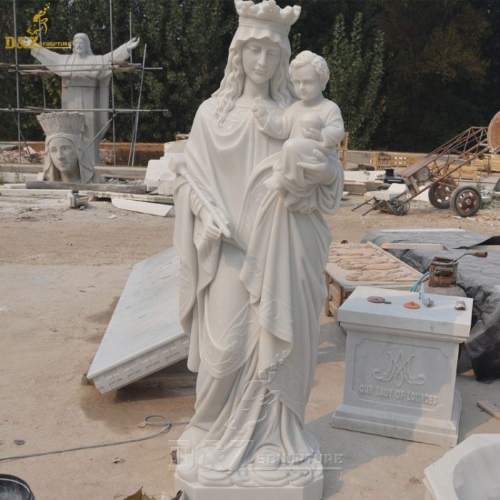 Marble Religious Sculpture Marble Color Matching Virgin Mary With Child Statue DZM-1353