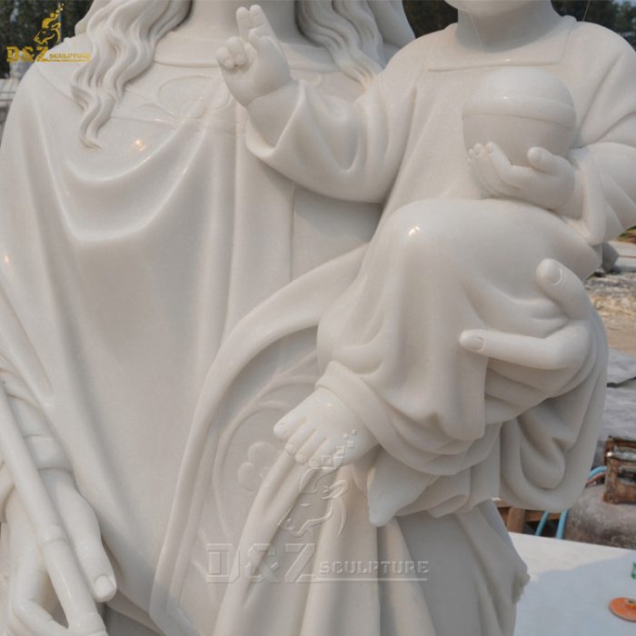 Marble Religious Sculpture Marble Color Matching Virgin Mary With Child Statue DZM-1353