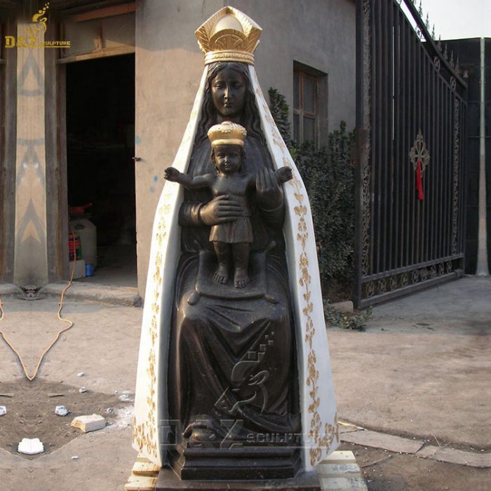 Marble life size black virgin mary statues and Jesus for church decoration DZM-1352