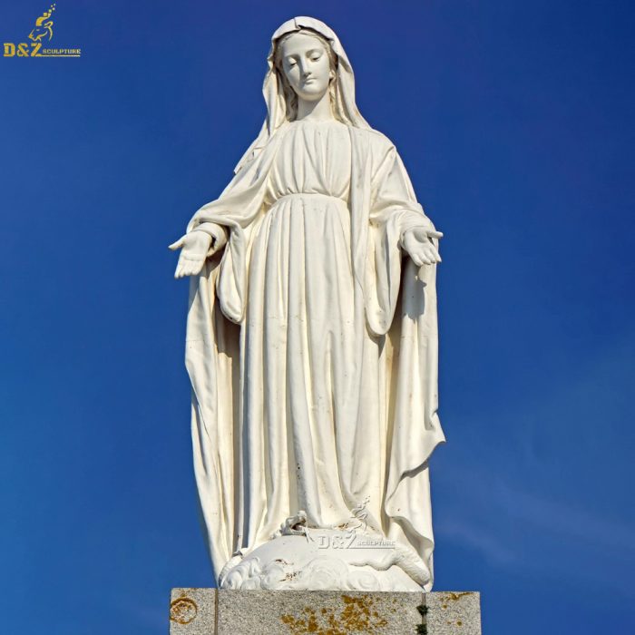 Modern woman Outdoor life size white virgin Mary marble woman lady statues sculpture DZM-1169