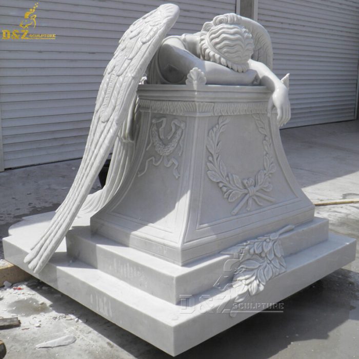 Outdoor Garden decor Hand Carved stone angel wings tombstone DZM-1322