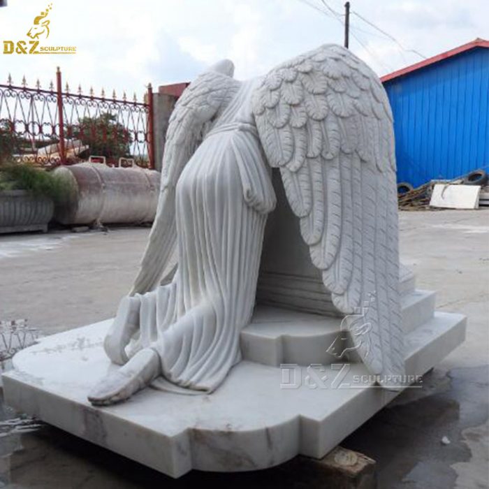 Outdoor Garden decor Hand Carved stone angel wings tombstone DZM-1322