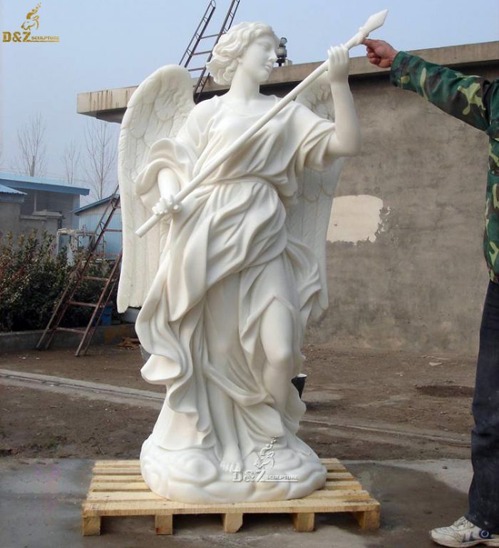 Outdoor decor large natural stone angel statue garden sculpture DZM-1236