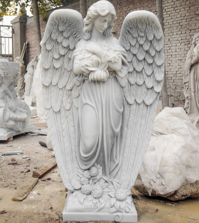 Outdoor garden decoration life size stone marble angels statues sculpture for garden decor DZM-1244