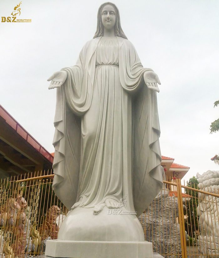Outdoor garden decoration polished stone female religion sculpture large carved marble virgin Mary statue DZM-1123