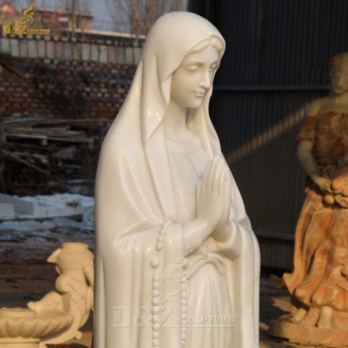 Outdoor garden decoration polished stone female religion sculpture large carved marble virgin Mary statue DZM-1357