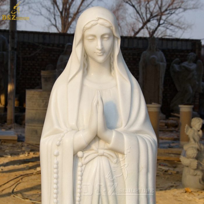 Outdoor garden decoration polished stone female religion sculpture large carved marble virgin Mary statue DZM-1357