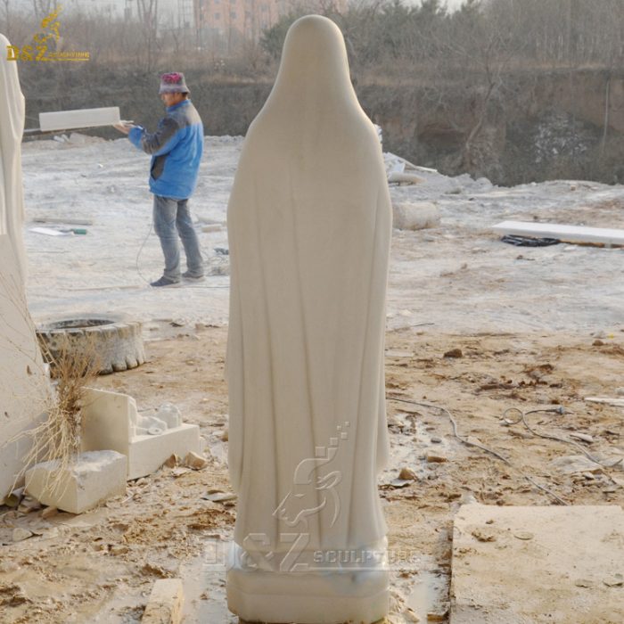 Outdoor garden decoration polished stone female religion sculpture large carved marble virgin Mary statue DZM-1357