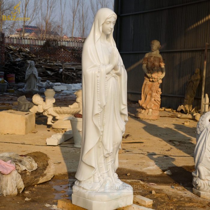 Outdoor garden decoration polished stone female religion sculpture large carved marble virgin Mary statue DZM-1357