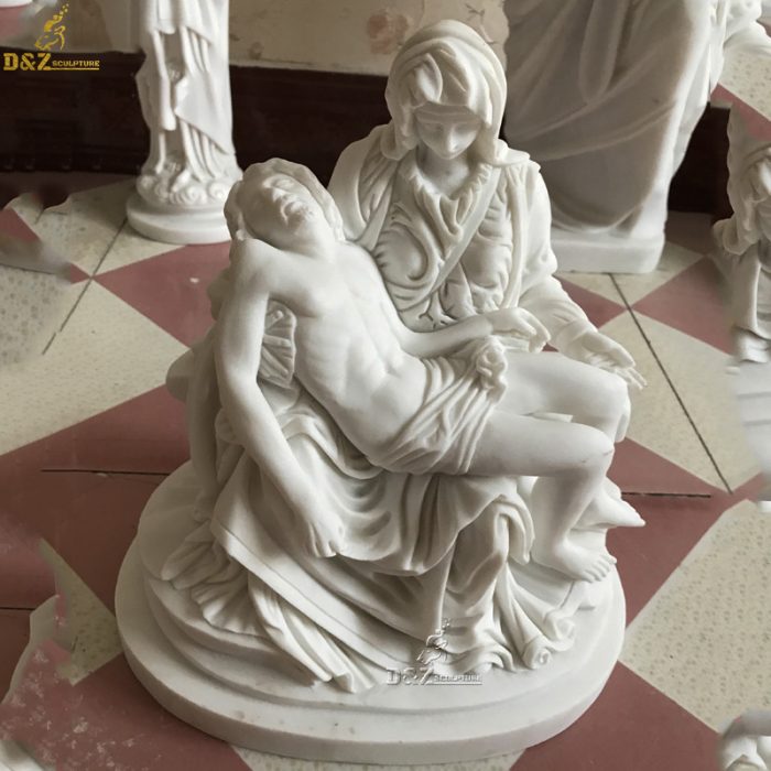 Outdoor indoor Decoration Life Size White Marble Jesus and Mary Pieta Statue DZB-1289