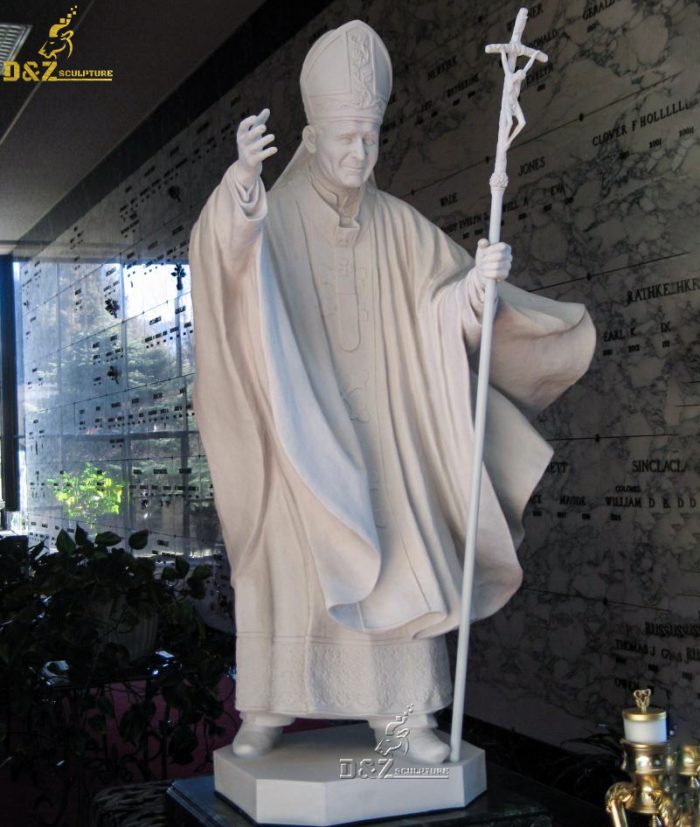 Outdoor large realistic natural marble pope john paul ii statue DZM-1107