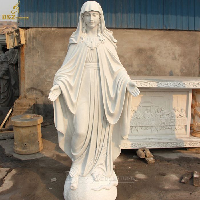 Outdoor religious white marble sculpture Christian Mary marble statue st mary statue DZM-1359