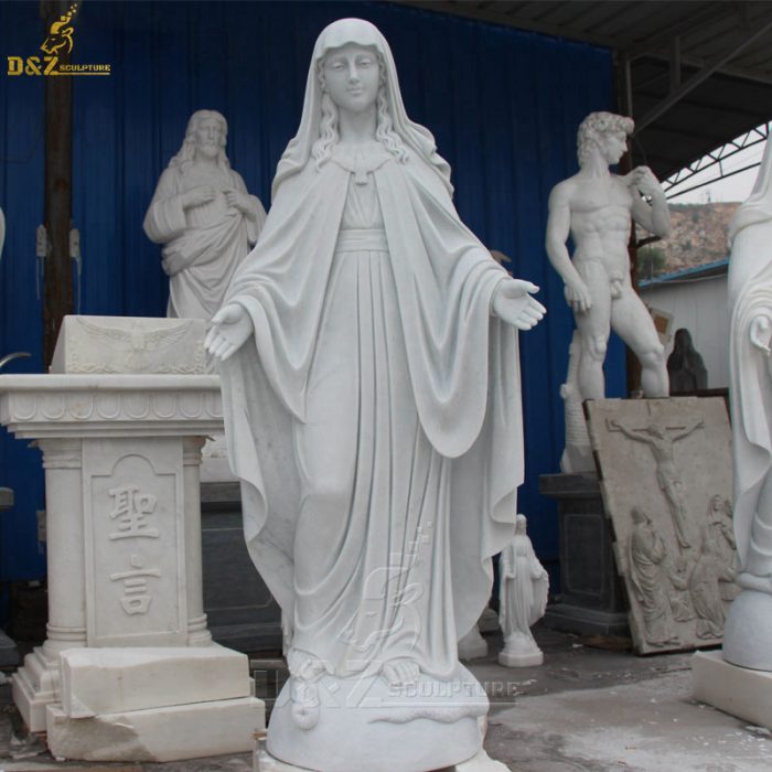 Outdoor religious white marble sculpture Christian Mary marble statue st mary statue DZM-1359