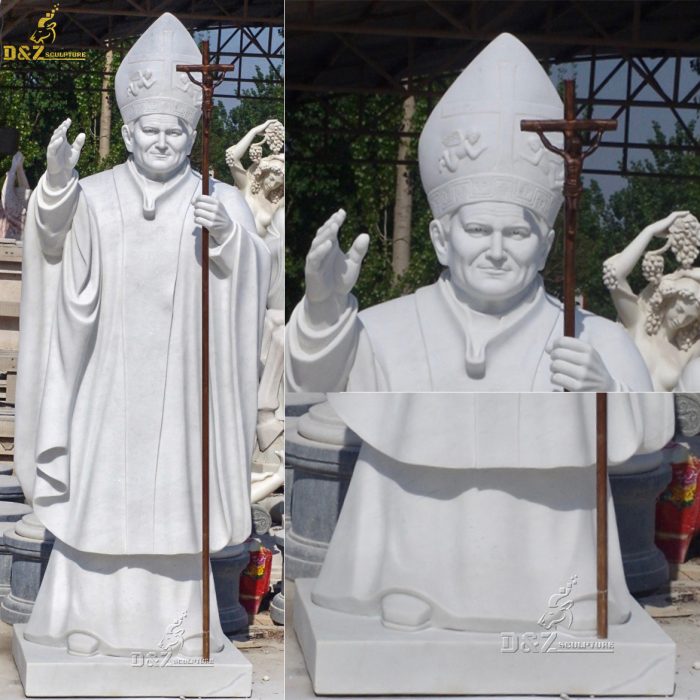 Religious Church Sculpture White marble Pope John Paul Ii Statue DZM-1111