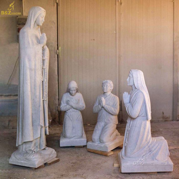 Religious Statue Marble Fatima and Shepherd Children Statue DZM-1156