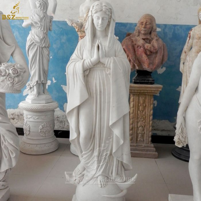 Virgin Mary Natural Marble Sculpture For Christianity Church Decor DZM-1361