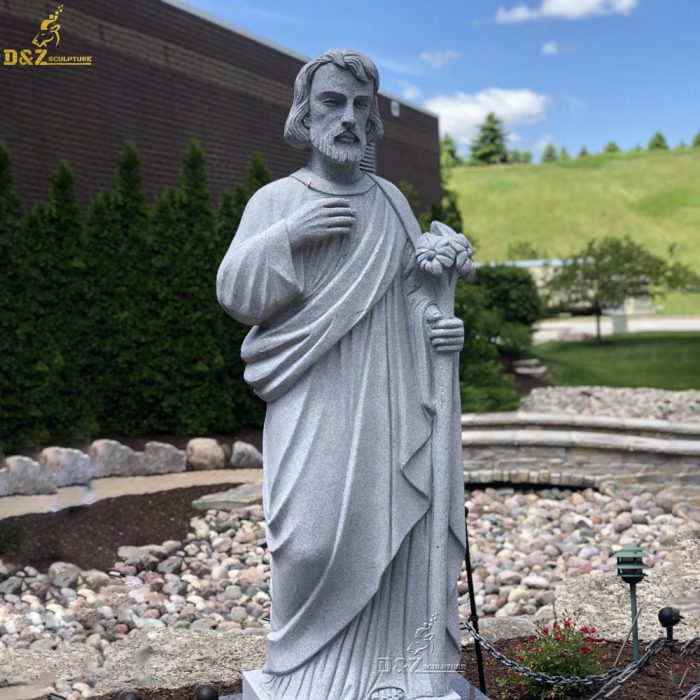 Western Outdoor Natural Stone Carving Life Size White Catholic Religious Sculpture Saint Joseph And Baby Jesus Marble Statues DZM-1065
