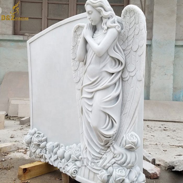 White Angel Lean On Marble Granite Customization Tombstone Cemetery Products DZM-1324