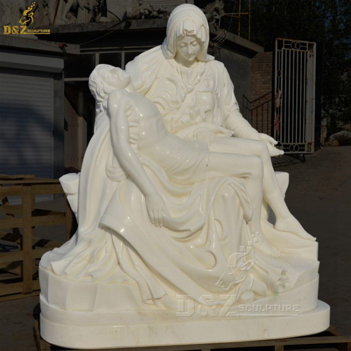 White Marble Pieta Statues of Jesus and Mother Mary DZM-1363