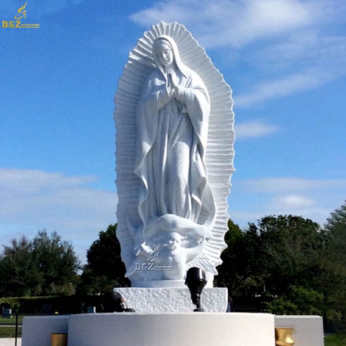 White Marble Sculpture Guadalupe Blessed Mary Statue DZM-1161