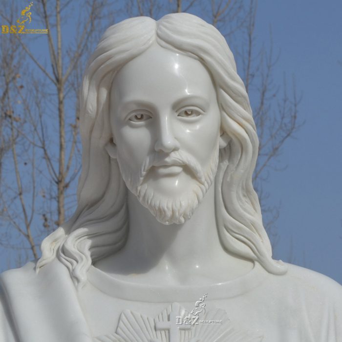 White Marble Sculpture of the Sacred Heart Jesus Christian statue DZM-1300