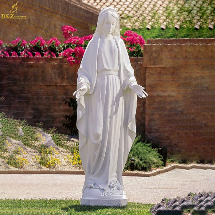 White natural stone figure sculpture virgin mary marble statue DZM-1181