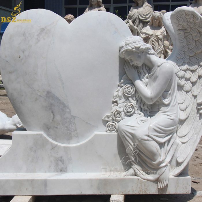 heart shaped tombstone and little angel headstone memorials DZM-1314