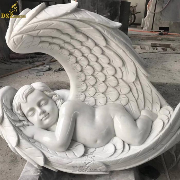 Antique Garden Decoration Cherubs White Marble Boy Angel Statue for Sale DZM-1388