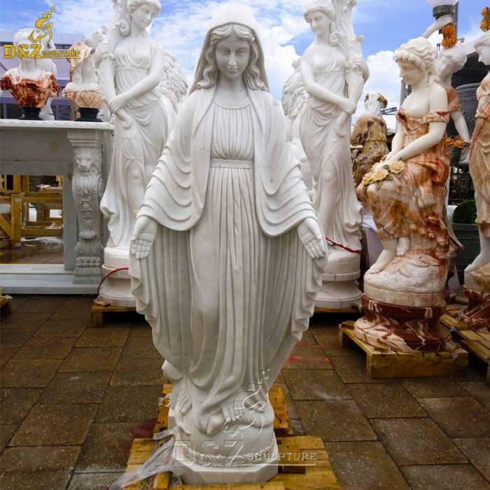 Classic design Virgin Mary stepping on the snake marble statue DZM-1493