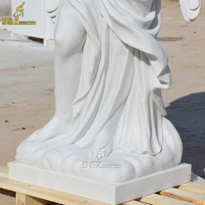 Garden large marble stone religious statues female angel with Cross sculpture DZM-1401